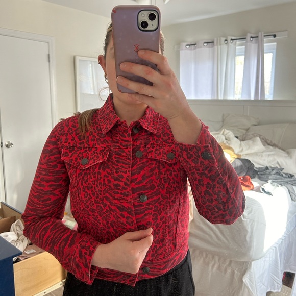Red leopard Jean jacket - Picture 3 of 5